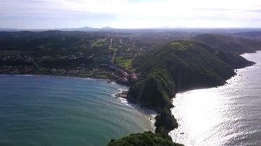 Beautiful destination Brazil Ponta do Pai Vitorio Buzios, Rio de Janeiro, aerial drone video footage