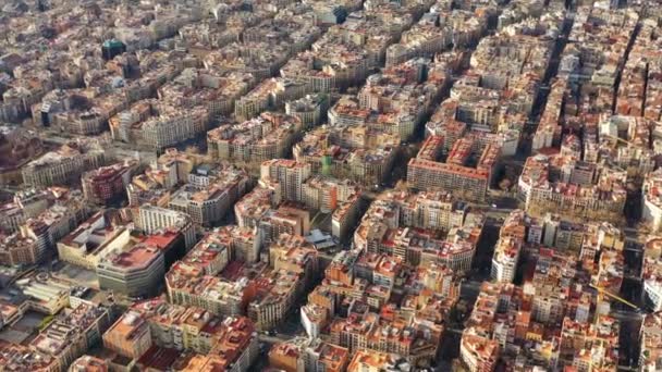 All Vzdušný Výhled Centra Města Barcelonské Španělsko Okrese Eixample Slunečný — Stock video