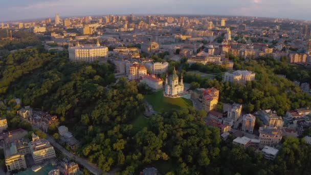 Andriyivskyy Descent Dan Gereja Santo Andreas Kyiv Kiev Ibukota Ukraina — Stok Video