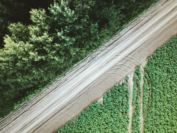 Camino Campo Desde Arriba Con Dron —  Fotos de Stock