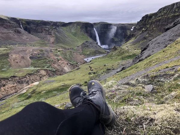 Botas Fundo Natureza Islândia — Fotografia de Stock