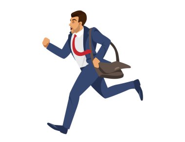 Beyaz arka planda mavi resmi Suit koşmak adam.