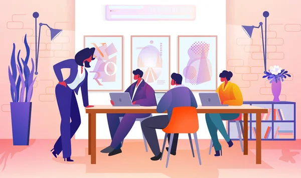 Business People Communicating in Modern Office. — Stock Vector