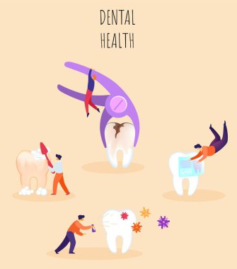 Diş Sağlığı Vektör İllüstrasyon, Yazı.
