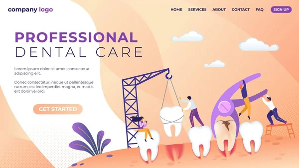 Επαγγελματικό πανό για την επαγγελματική οδοντιατρική φροντίδα. — Διανυσματικό Αρχείο
