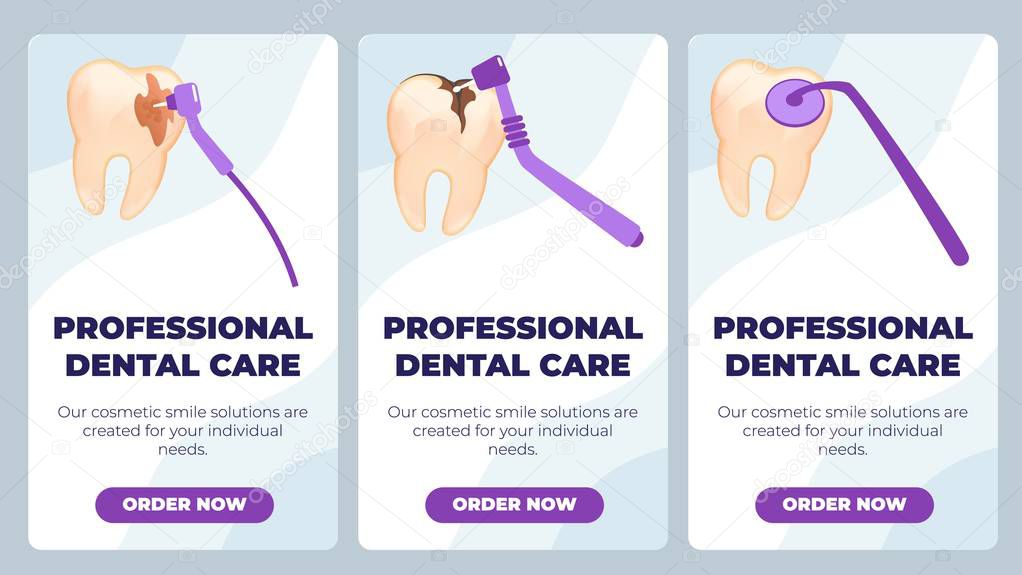 Flat Banner is Written Professional Dental Care.