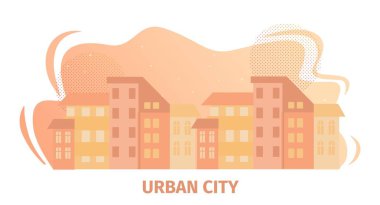 Cityscape Manzaralı Kentsel Şehir Yatay Afiş.