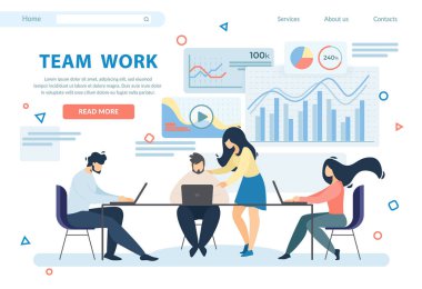 Team Work Horizontal Banner. Business People Group