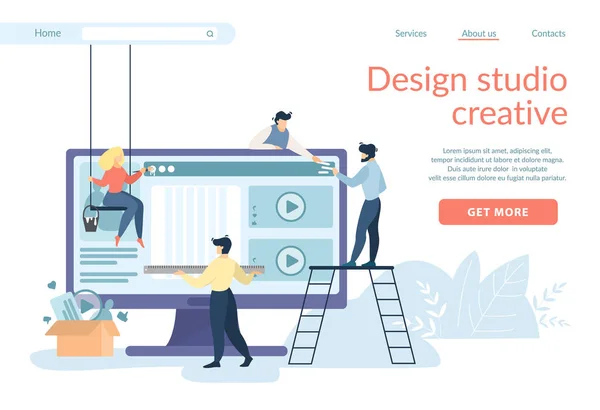 Designers Criando Interface de Site, Ui, Ux Desenvolver —  Vetores de Stock