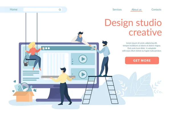 Designers Criando Interface de Site, Ui, Ux Desenvolver — Vetor de Stock