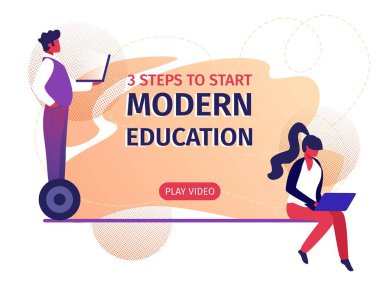 Elinde Laptop ile Hoverboard Üzerinde Man Stand.