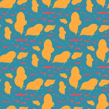 Dikişsiz Zarif Desen, Sarı Yapraklı Baskı