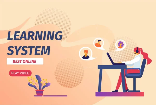 Learning System Best Online Horizontal Banner. — Stock Vector