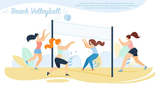 Beachvolleyball, Wettbewerb der Sportlerinnen, — Stockvektor