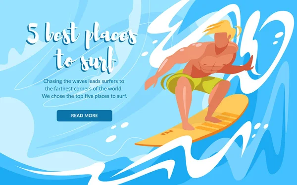 Man Riding Surfing Board by Ocean Waves. Sportsman