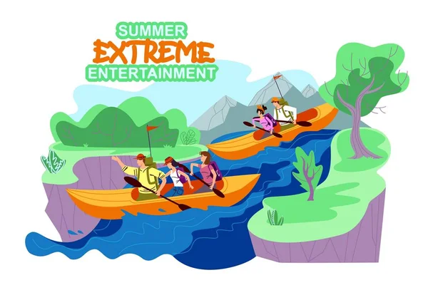 Bannière Summer Extreme Entertainment, Dessin animé . — Image vectorielle