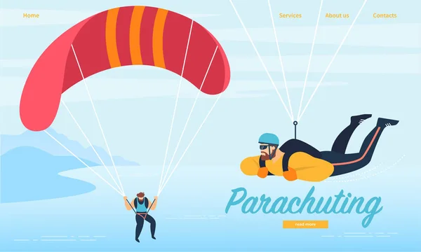 Парашутом, стрибки з парашутом спортивна активність спортсменів — стоковий вектор