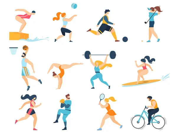 Activités sportives professionnelles. Hommes Femmes Sportifs — Image vectorielle