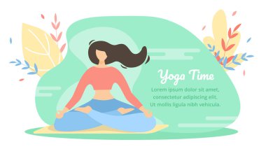Yaz Flyer Yoga Time Karikatür Düz Yazılır.