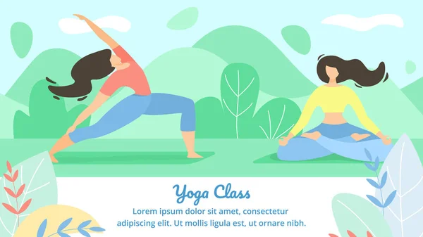 Schöne Plakataufschrift Yoga Klasse flach. — Stockvektor