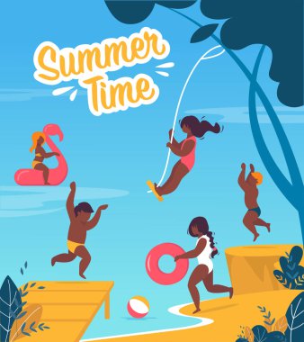 Turist Flyer Yaz Saati Karikatür Yazılır.