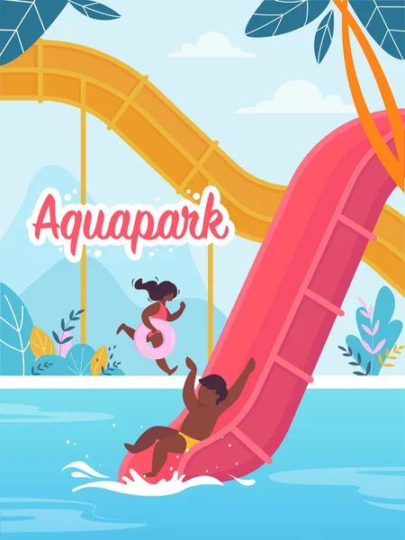 Advertising Flyer is Written Aquapark Cartoon. — Stock Vector