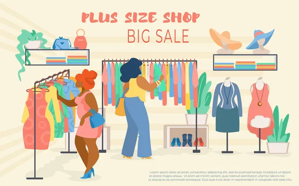 Flyer Davetiye Plus Size Shop Büyük Satış Yazı — Stok Vektör