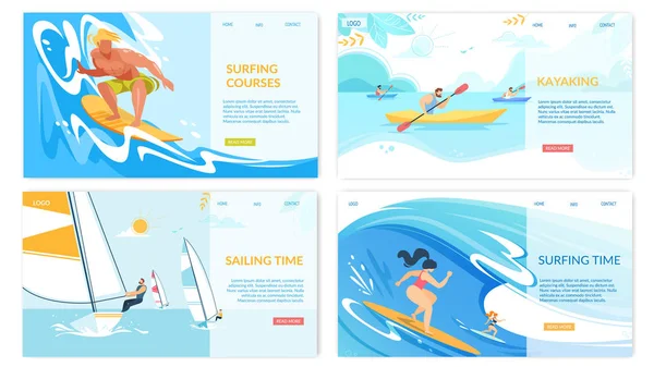 Sailing, Surfing, Kayaking Water Sport Banners Set
