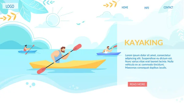 Bannière horizontale de kayak, compétition sportive . — Image vectorielle