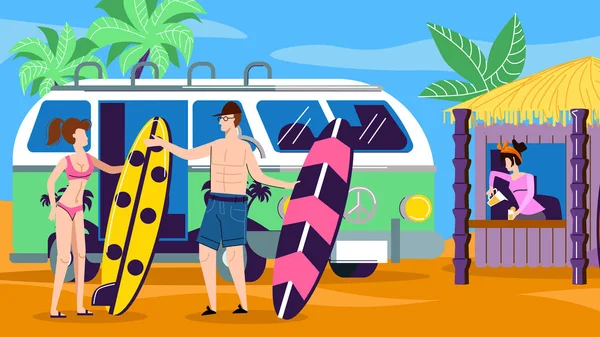 Tropikalne Plaża party ludzie korzystających lato czas — Wektor stockowy