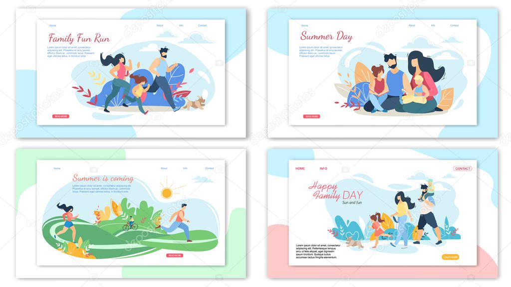 Happy Loving Family Summer Activities Banner Set