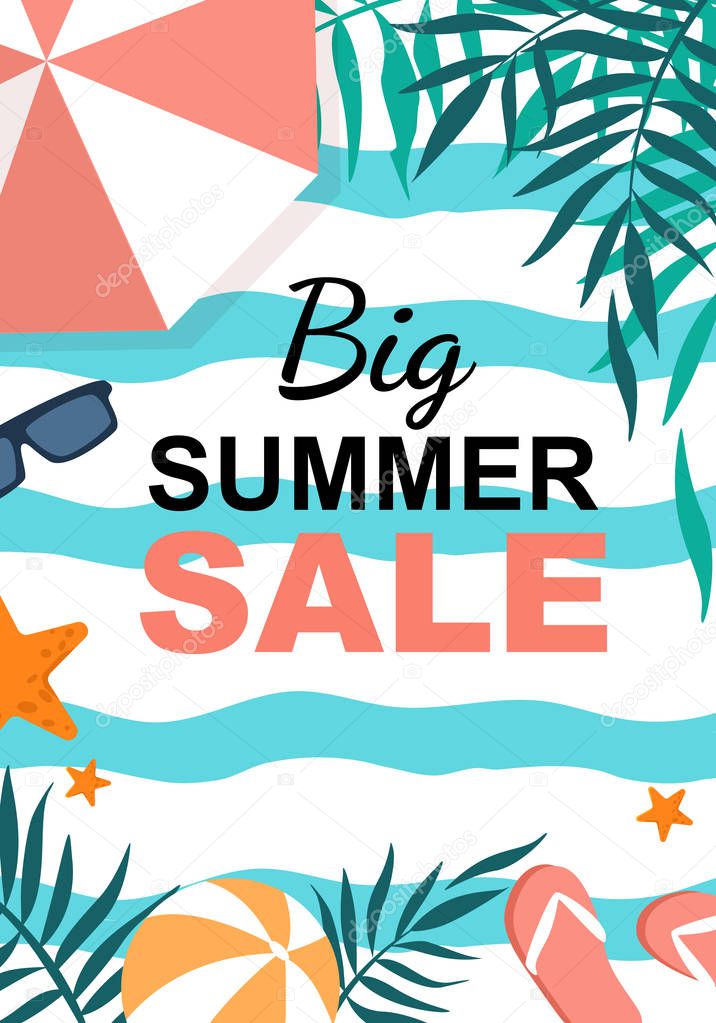 Big Summer Sale Vertical Banner, Shopping Poster