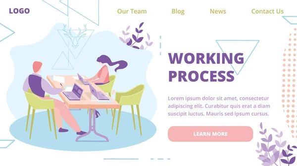 Arbets process online tjänst webbplats för affärs team — Stock vektor