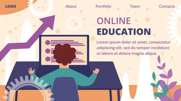 Online Edukacja banner odległy E-Learning proces — Wektor stockowy