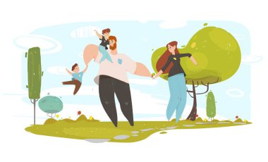 Lovely Craft Aile ve Mutluluk İllüstrasyon