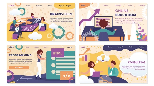 Brainstorm online education Consulting programmering — Stock vektor