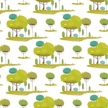 Yeşil Ağaçlar ile Woodland Craft Dikişsiz Desen