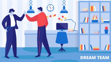 Ofis Çalışan Karakterleri Yeni Proje için Sevinmek