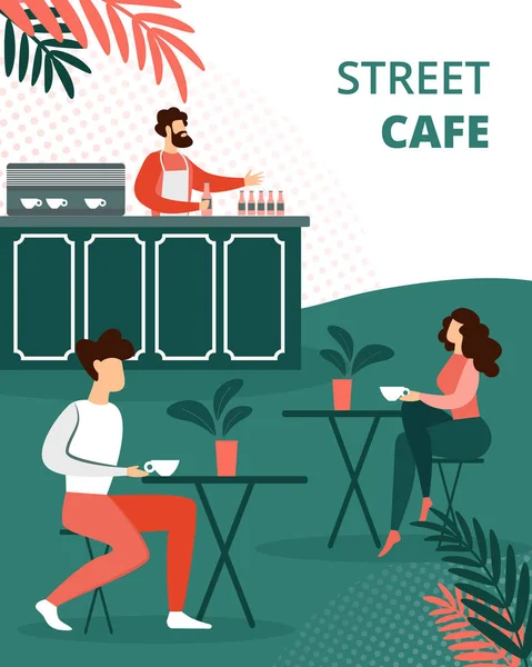 Menschen entspannen sich im Sommer Café im Freien, entspannen — Stockvektor