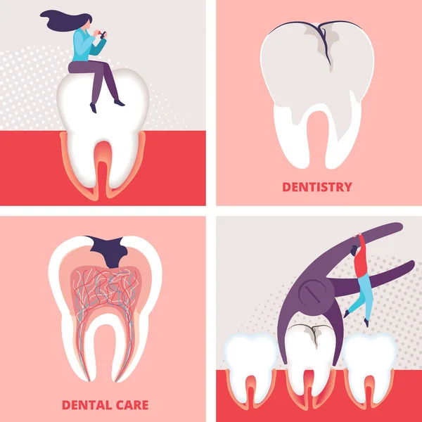 Stomatology Dentistry Clinic Office Aid Posters. — Stok Vektör