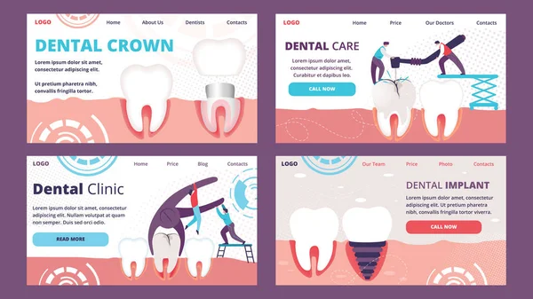 Horizontal Banners Set of Teeth Problems Dentistry — стоковий вектор