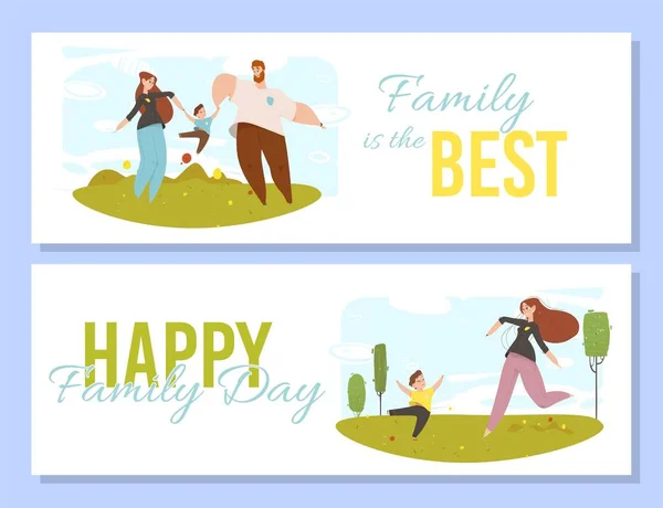 Gente feliz con niños al aire libre Actividad Familia — Vector de stock