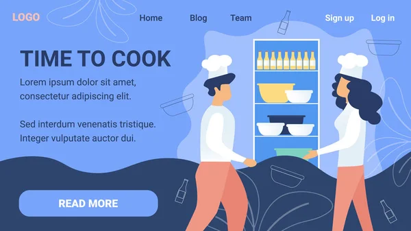 Restaurante, Cocina Cursos en línea Vector Sitio web — Vector de stock