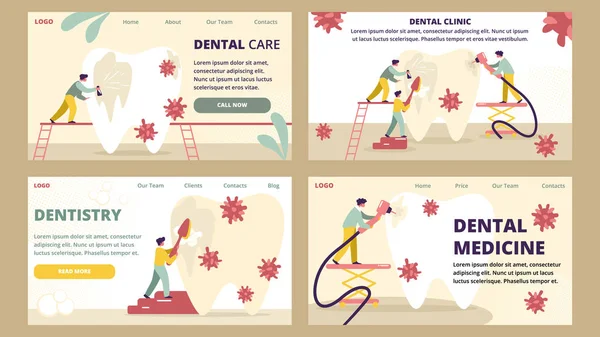 Zahnmedizin und Zahnklinik Medizin Pflege Banner — Stockvektor