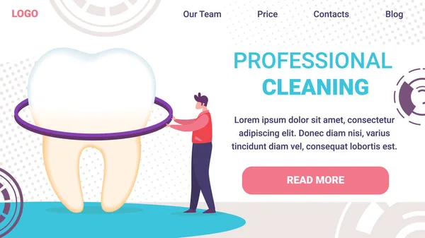 Επαγγελματική δόντια Καθαρισμός επίπεδη ιστοσελίδα διάνυσμα — Διανυσματικό Αρχείο