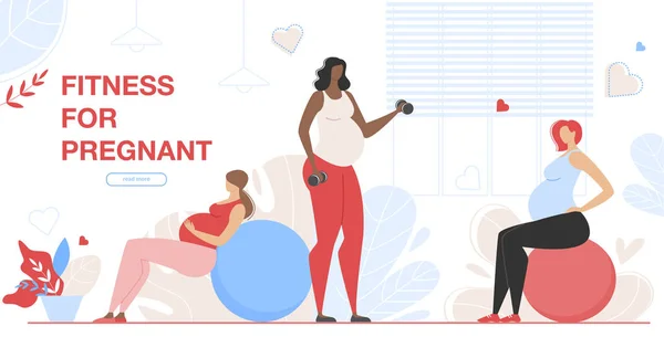 Zwangerschaps groep fitness class voor zwangere vrouwen — Stockvector