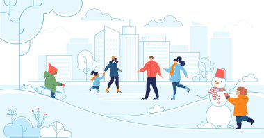 Kış mevsimi Açık Hava Rekreasyon Vektörü Kavramı