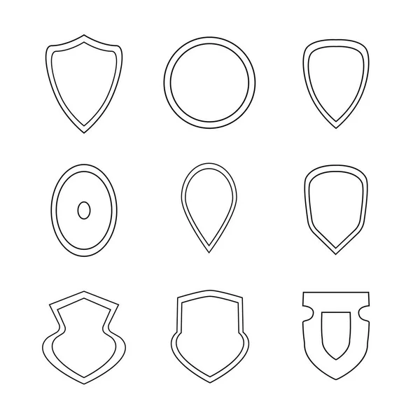 Set Shields Icons Nine Shields — Stock Vector