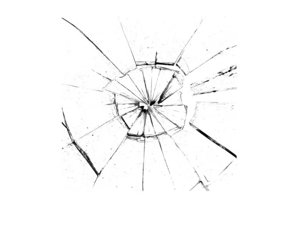 Дірк в склі. Зламаною скло на білому тлі, текстура фону дизайн об'єкта — стокове фото