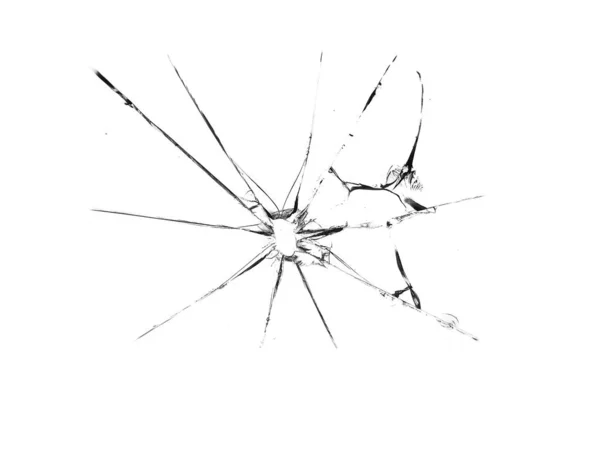 Dirk i glaset. Krossat glas på en vit bakgrund, textur bakgrund designobjekt — Stockfoto